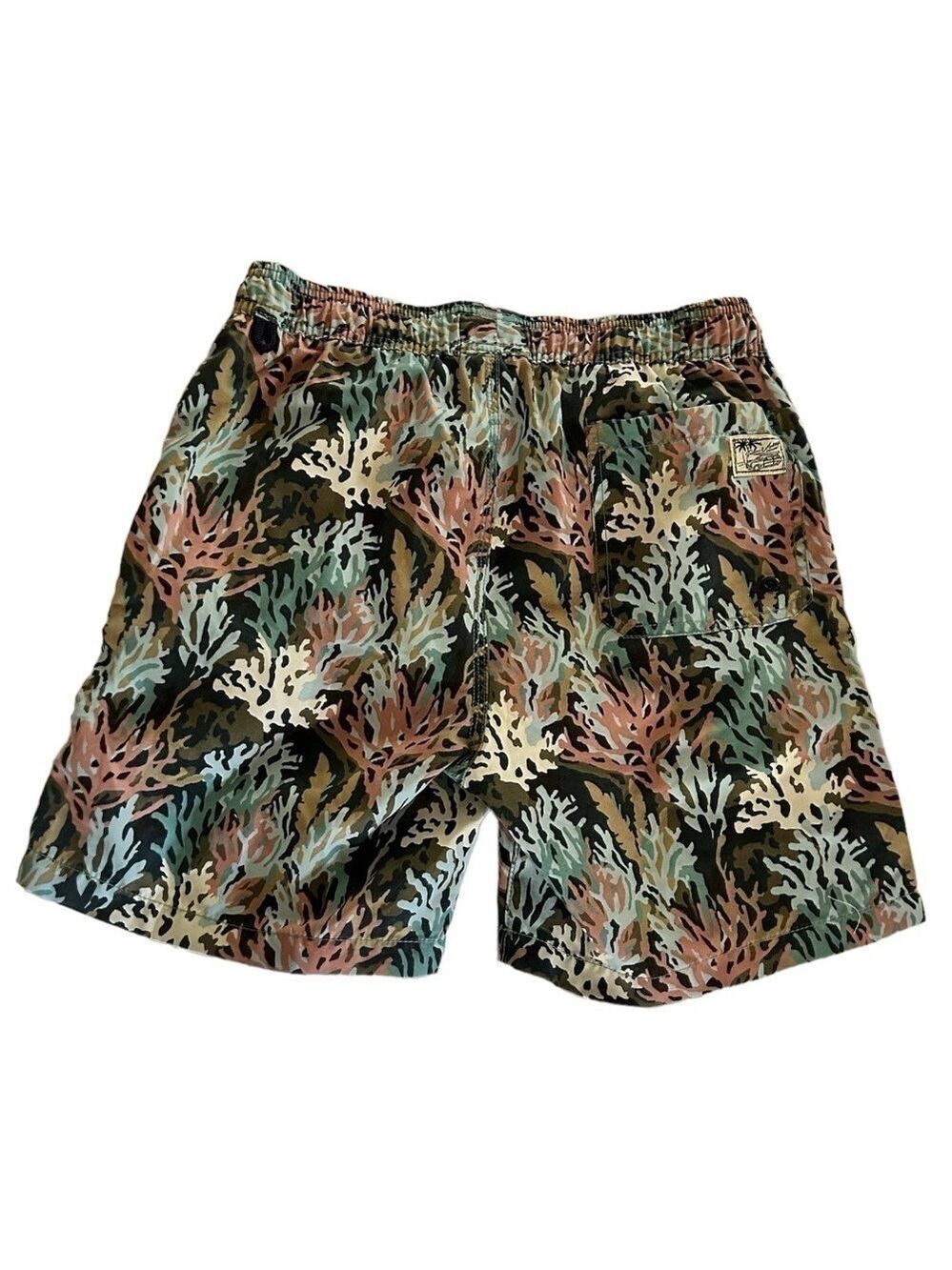 Tailor Vintage Swim Trunks Coral Camo Drawstring Mesh Lined Men’s Small EC